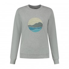 Dames Blue Fleece Big Sunset Sweater - Grey Melange