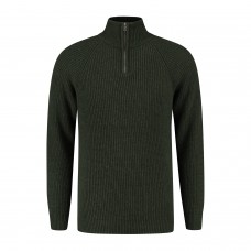 Heren Essential Half Zip Sweater - Deep Green Melange