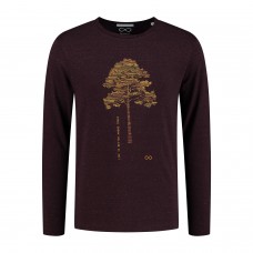 Heren Denimcel Stretch Big Tree Longsleeve - Wine 