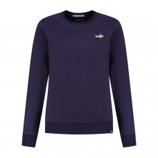 Dames Blue Fleece Fishshark Crewe Sweater - Astral Navy