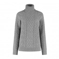 Dames Essential Cable Sweater - Light Grey 