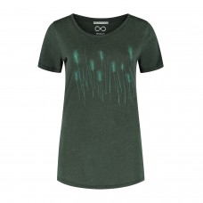 Dames Denimcel Melange Reed T-shirt - Deep Forest 