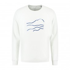 Heren Blue Fleece Logo Lines Sweater - White