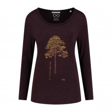 Dames Denimcel Stretch Big Tree Longsleeve - Wine