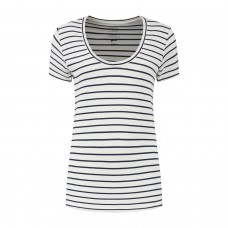 Dames Relinen Stripe Scoop Tshirt - Navy / White