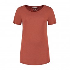 Dames Denimcel Melange T-shirt - Rust